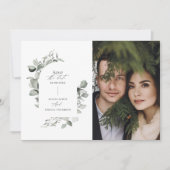 Eucalyptus botanische elegante foto simpele bruilo save the date (Voorkant)