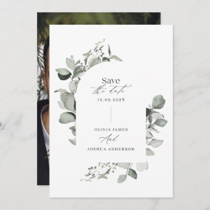 Eucalyptus botanische elegante foto simpele bruilo save the date