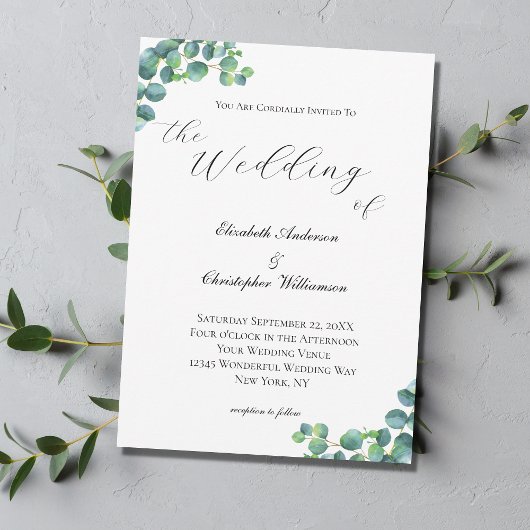 Eucalyptus Botanische Elegante Script Moderne Trou Kaart