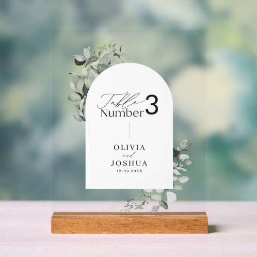 Eucalyptus botanische elegante tafel nummer bruilo acryl bord (Neutraal)