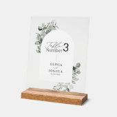 Eucalyptus botanische elegante tafel nummer bruilo acryl bord (Hoek)