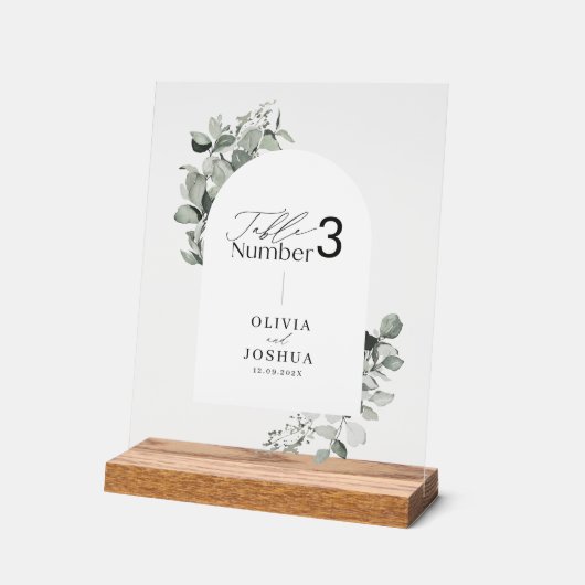 Eucalyptus botanische elegante tafel nummer bruilo acryl bord (Hoek)