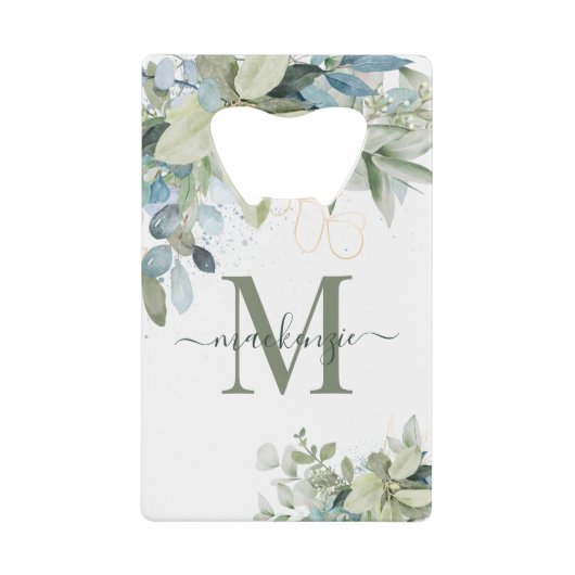 Eucalyptus Botanische Florenz Monogram Creditkaart Flessenopener (Voorkant)