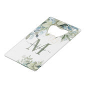 Eucalyptus Botanische Florenz Monogram Creditkaart Flessenopener (Achterkant Gekanteld)