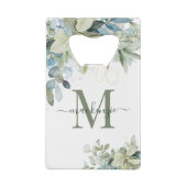 Eucalyptus Botanische Florenz Monogram Creditkaart Flessenopener (Achterkant)