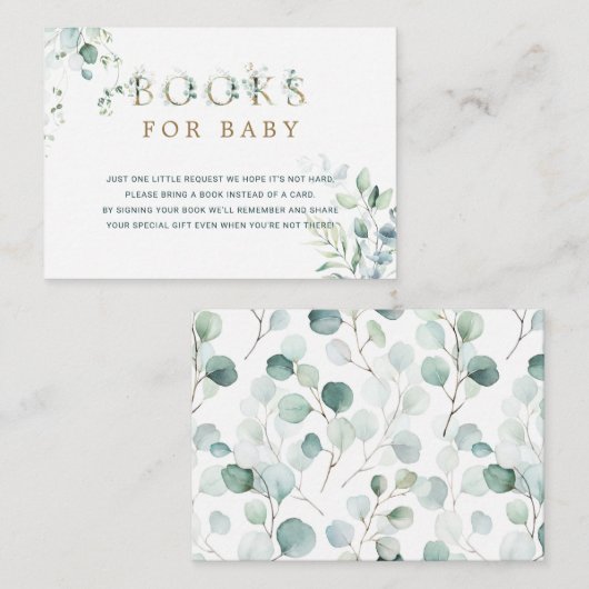 Eucalyptus Botanische Gold Letter Book Request Informatiekaartje (Voorkant / Achterkant)