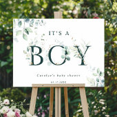 Eucalyptus Botanische Green Letter Boy Baby shower Poster