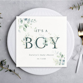 Eucalyptus Botanische Green Letter Boy Baby shower Servet