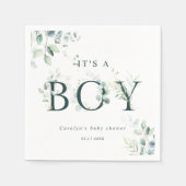Eucalyptus Botanische Green Letter Boy Baby shower Servet (Voorkant)
