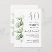 Eucalyptus Botanische Greenery 40e verjaardag Kaart (Voorkant / Achterkant)