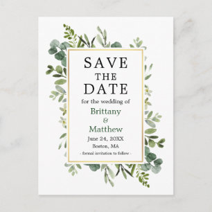 Eucalyptus Botanische Greenery sparen de datum Briefkaart