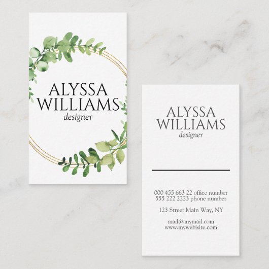 Eucalyptus botanische groen moderne legant visitekaartje (Voorkant / Achterkant)