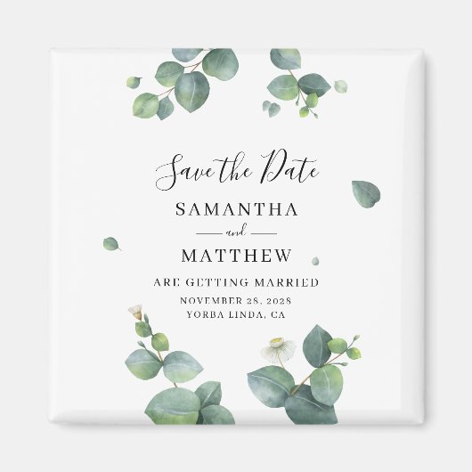 Eucalyptus Botanische Groene Bewaar de Datum Magneet (Voorkant)