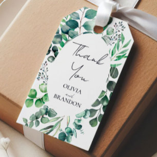 Eucalyptus Botanische Groene Bladeren Bruiloft Cadeaulabel