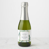 Eucalyptus Botanische Groene Bladeren Bruiloft Sparkling Wijnetiket (Voorkant)