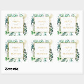 Eucalyptus Botanische Groene Bladeren Bruiloft Vierkante Sticker (Vel)