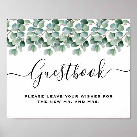 Eucalyptus Botanische Groene Huwelijk Poster (Voorkant)