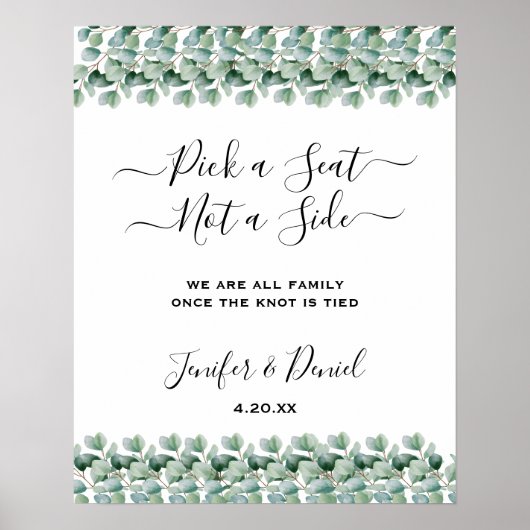 Eucalyptus Botanische Groene Huwelijk Poster (Voorkant)