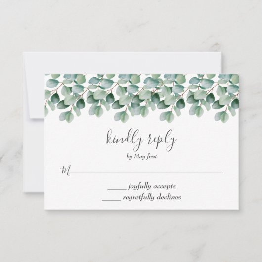 Eucalyptus Botanische Groene Huwelijks RSVP (Voorkant)