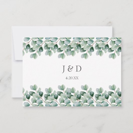 Eucalyptus Botanische Groene Huwelijks RSVP (Achterkant)