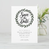 Eucalyptus botanische krans foto bruiloft save the date (Staand voorkant)