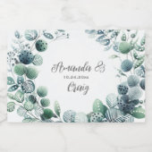 Eucalyptus Botanische Leaf Bruiloft Likeurfles Etiket (Enkel label)