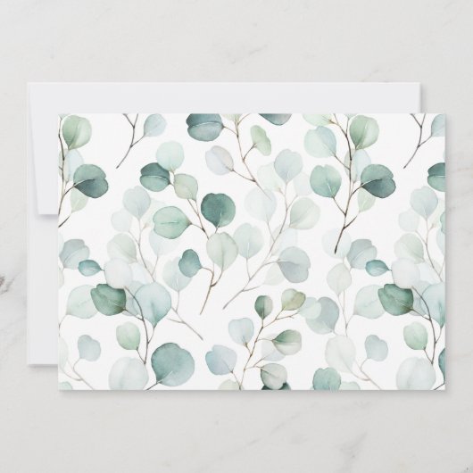 Eucalyptus Botanische Letter Baby Shower Bedankkaart (Achterkant)