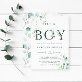 Eucalyptus Botanische Letter Boy Baby shower Kaart