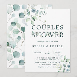 Eucalyptus Botanische Letter Couples Shower Kaart
