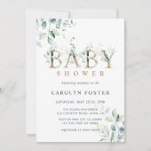 Eucalyptus Botanische Letter Gold Baby shower Kaart (Voorkant)
