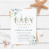 Eucalyptus Botanische Letter Gold Baby shower Kaart
