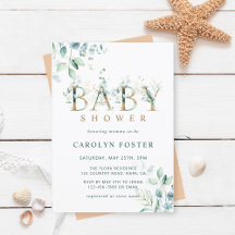 Eucalyptus Botanische Letter Gold Baby shower