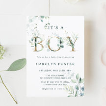 Eucalyptus Botanische Letter Gold Boy Baby shower