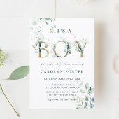 Eucalyptus Botanische Letter Gold Boy Baby shower Kaart