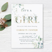 Eucalyptus Botanische Letter Gold Girl Baby shower Kaart