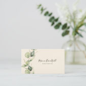 Eucalyptus Botanische minimalistische Script-artie Visitekaartje (Staand voorkant)