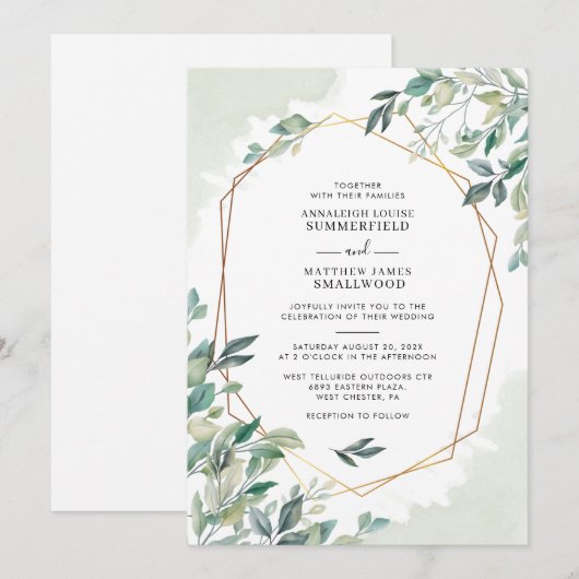 Eucalyptus Botanische Moderne Bruiloft Kaart (Voorkant / Achterkant)