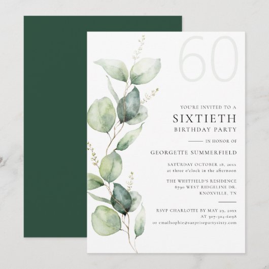 Eucalyptus Botanische Moeder 60e Verjaardag Kaart (Voorkant / Achterkant)