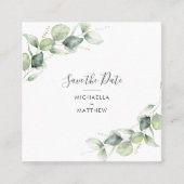 Eucalyptus Botanische QR-code Sla de datumkaart op Vierkante Visitekaartje (Voorkant)