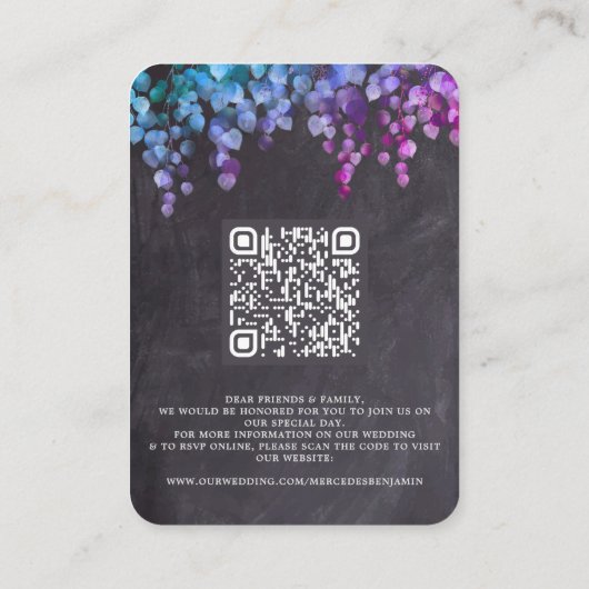 Eucalyptus Botanische QR-code Slate Weddenschap Ui Visitekaartje (Achterkant)