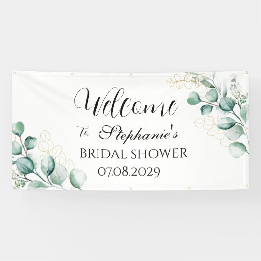 Eucalyptus Botanische Rustieke Bruiloft Feest Spandoek (Horizontaal)