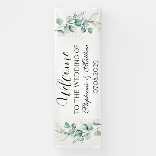 Eucalyptus botanische rustieke bruiloft spandoek (Verticaal)