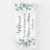 Eucalyptus botanische rustieke bruiloft spandoek (Verticaal)