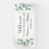 Eucalyptus botanische rustieke bruiloft spandoek (Verticaal)
