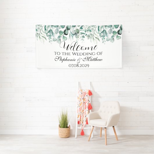 Eucalyptus botanische rustieke bruiloft spandoek (Insitu)