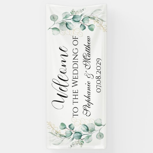 Eucalyptus botanische rustieke bruiloft spandoek (Verticaal)