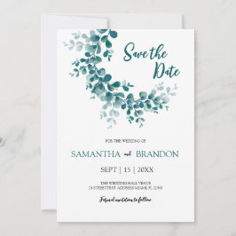 Eucalyptus botanische rustieke groen minimalistisc save the date