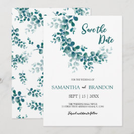 Eucalyptus botanische rustieke groen minimalistisc save the date