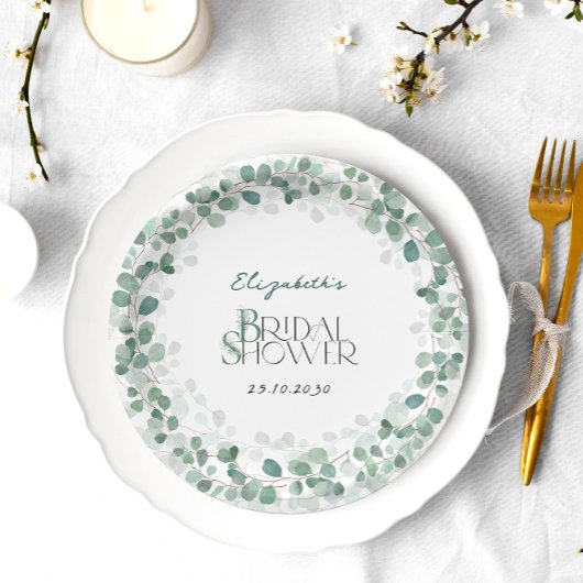 Eucalyptus Botanische Sage Green Vrijgezellenfeest Papieren Bordje