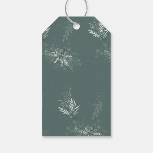 Eucalyptus Botanische Sage Green Weddenschap Bedan Cadeaulabel (Achterkant)